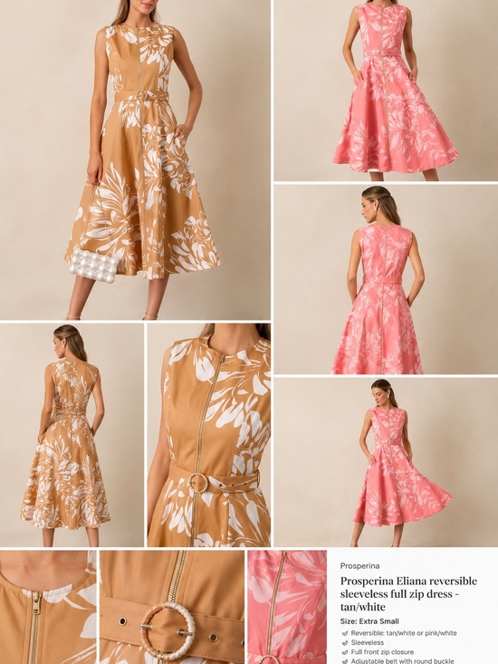 Prosperina Dresses & Skirts - Prosperina NWT Eliana Reversible Sleeveless Dress - Tan/White